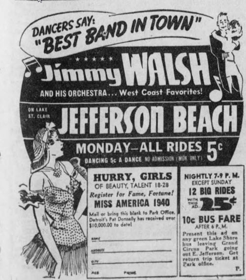 Jefferson Beach Dance Pavillion - Ad From Aug 11 1940 (newer photo)